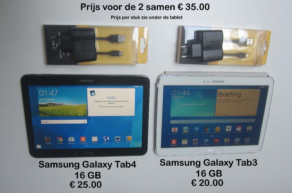 2 Samsung Tablets, Computers en Software, Android Tablets, Gebruikt, Samusng, 16 GB, Wi-Fi