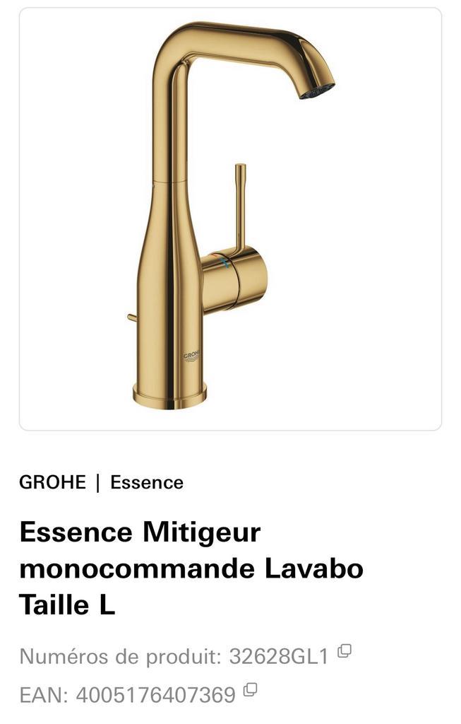 Mitigeur GROHE Essence doré / laiton, Bricolage & Construction, Sanitaire, Neuf, Lavabo, Chrome, Enlèvement