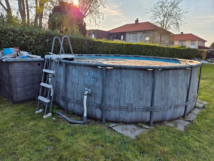 Intex Prism Frame Greywood + zware pomp en filter, Jardin & Terrasse, Piscines, Enlèvement