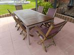Table de jardin teck "BRISTOL" Almafi + chaises, Tuin en Terras, Tuintafels, Ophalen, Gebruikt, Rechthoekig, Overige materialen