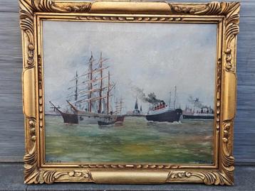huile sur toile marine signe f domogne beschikbaar voor biedingen