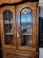 A DONNER - Armoire vitrine en bois massif, 100 à 150 cm, Avec tiroir(s), Chêne, Classique