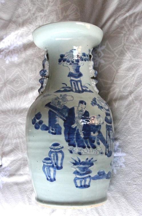 Chinese vaas porselein met blauw-wit decor 19-20 ste eeuw, Antiek en Kunst, Antiek | Vazen, Ophalen