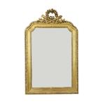 Grote Antieke Gouden Spiegel met Kroon Klassiek Barok Frankr, Antiek en Kunst, Overige vormen, 50 tot 100 cm, 100 tot 150 cm, Ophalen of Verzenden