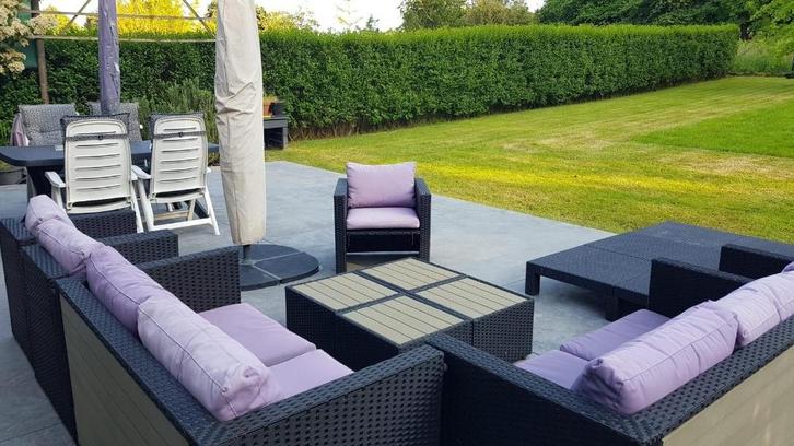 Lounge, modulair tuinmeubilair, Tuin en Terras, Tuinsets en Loungesets, Gebruikt, Tuinset, Kunststof, 8 zitplaatsen, Bank, Bijzettafel