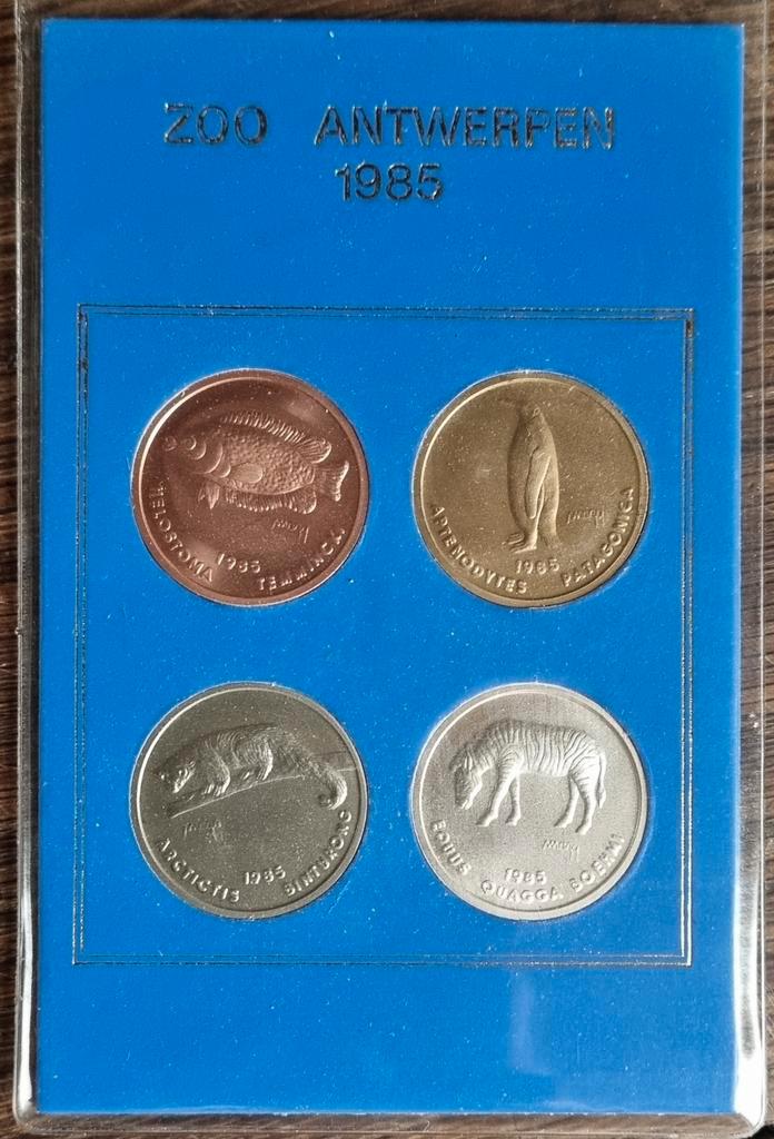 Zoo-set 1985 Zoo Antwerpen, Postzegels en Munten, Munten | België, Setje, Zilver, Zilver, Ophalen of Verzenden