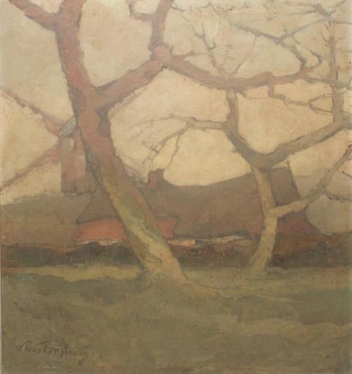 Pros Bosteels (1881-1964): Hoevezicht (O/D, 76 x 84 cm), Antiek en Kunst, Kunst | Schilderijen | Klassiek, Ophalen of Verzenden