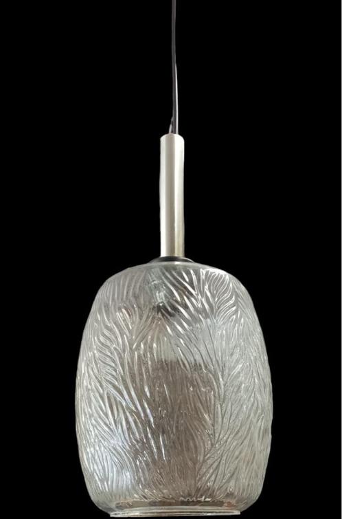 vintage Scandinavische "Frosted Glass" hanglamp., Maison & Meubles, Lampes | Suspensions, Utilisé, Verre, Enlèvement