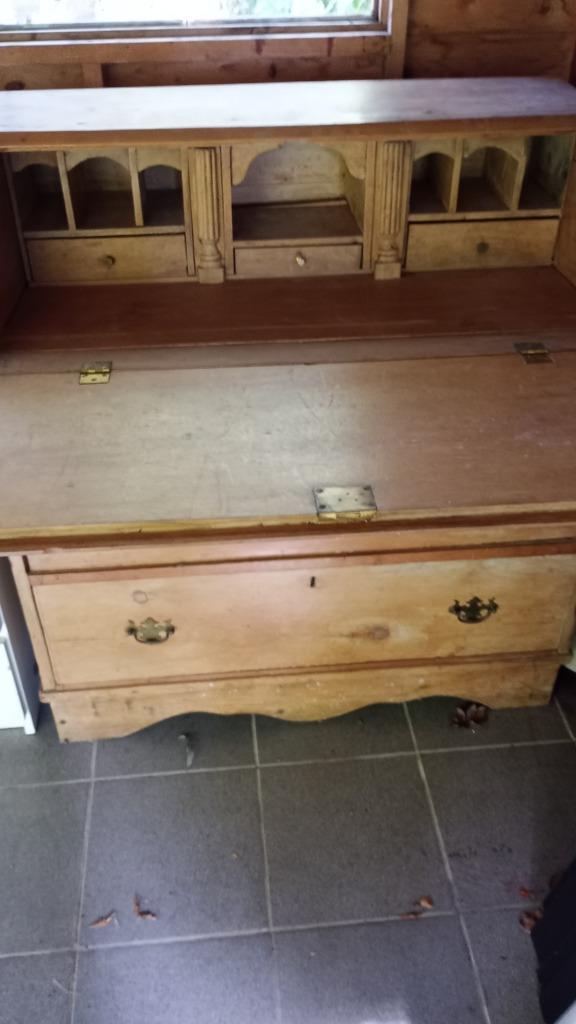 Antiek grenen secretaire kast (met geheime laadjes), Huis en Inrichting, Kasten | Secretaires, Gebruikt, Ophalen