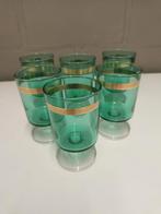 6 groene retro drankglazen, Enlèvement, Comme neuf, Autres types