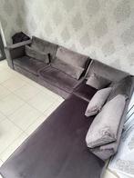 Donkergrijze Fluwelen Hoekbank- zeer comfortabel, Huis en Inrichting, Ophalen, 125 tot 150 cm, Minder dan 150 cm, Stof