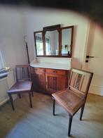 spiegel dressoir kast, met twee stoelen., Antiek en Kunst, Antiek | Meubels | Stoelen en Sofa's, Ophalen