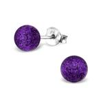 Zilveren pareloorbellen fuchsia glitter - 6mm, Ophalen of Verzenden, Nieuw, Zilver, Knopjes of Stekers