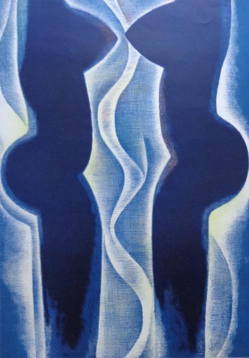JUN DOBASHI / TWEE NAAKTE SILHOUETTEN / KLEURLITHO / 70x49cm, Antiek en Kunst, Kunst | Litho's en Zeefdrukken, Ophalen of Verzenden