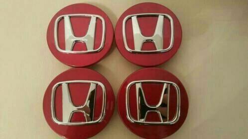 4x enjoliveurs Honda 58 mm, 69 mm ou 60 mm rouge/noir/argent, Autos : Pièces & Accessoires, Autres pièces automobiles, Honda, Neuf