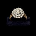 Bague en or 14K 585 avec anneau en grappe de 42 diamants, Comme neuf, Femme ou Homme, Avec pierre précieuse, Or