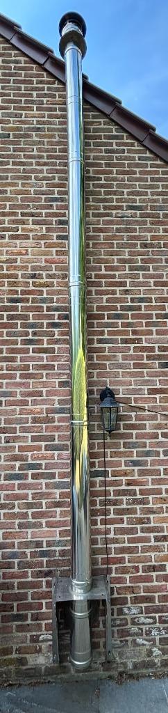 Te koop: Dubbelwandige inox schouw voor pelletkachel (4 m), Huis en Inrichting, Kachels, Zo goed als nieuw, Ophalen