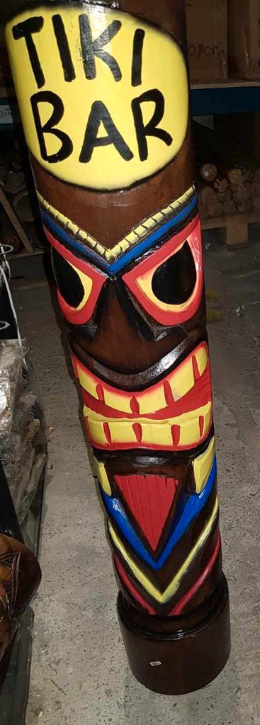 Statue totem Tiki 100 cm en bois d albesia, Antiek en Kunst, Kunst | Beelden en Houtsnijwerken, Ophalen of Verzenden