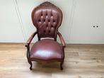 Fauteuil in Louis XV-stijl in kunstleer, Huis en Inrichting, Fauteuils, Hout, Gebruikt, Minder dan 75 cm, Ophalen of Verzenden