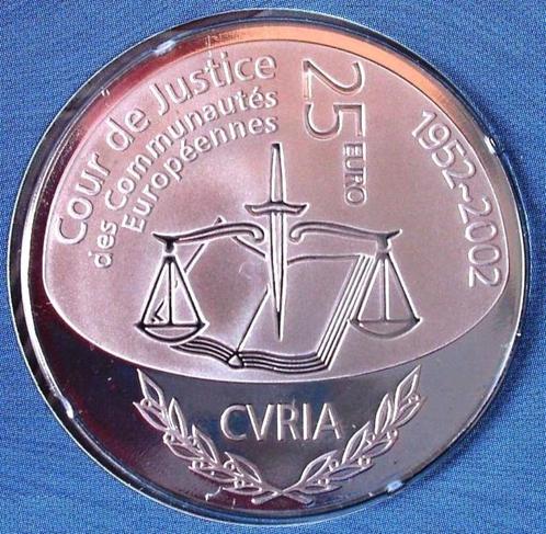 Luxemburg 25 €, 2002, QP zilver, 50 jaar gerechtshof,, Postzegels en Munten, Munten | Europa | Euromunten, Setje, Overige waardes