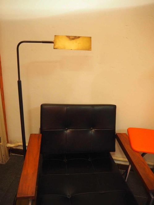 Vintage goudkleurige messing vloerlamp, leeslamp, Huis en Inrichting, Lampen | Losse lampen, Zo goed als nieuw, Led-lamp, E14 (klein)