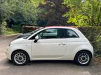 Witte Fiat 500 cabrio met rode dak, Auto's, Fiat, Cabriolet, Leder en Stof, Wit, Handgeschakeld