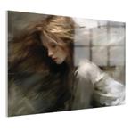 Meisje olie Glasschilderij 105x70cm + Ophangsysteem, Antiek en Kunst, Verzenden