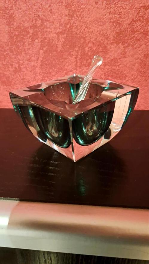 Gesigneerde Val Saint Lambert kristallen asbak met staafje, Antiek en Kunst, Antiek | Glaswerk en Kristal, Ophalen