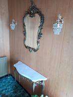 oude Barok spiegel in brons / messing + console in marmer, Ophalen