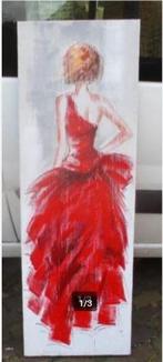 Mooi Geschilderd Werk 'Vrouw met Gala Kleed' - 150x50, Ophalen of Verzenden