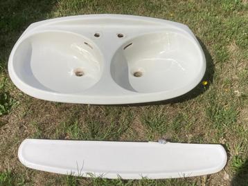 Dubbele retro lavabo model seventies, Enlèvement, Utilisé, Pierre, Lavabo