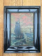 Schilderij van C.H. Thomas geschilderd op hout Zeilboot, Antiek en Kunst, Ophalen