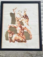 lithographie l homme eveille signe christian hocquet, Antiek en Kunst, Kunst | Litho's en Zeefdrukken, Ophalen of Verzenden
