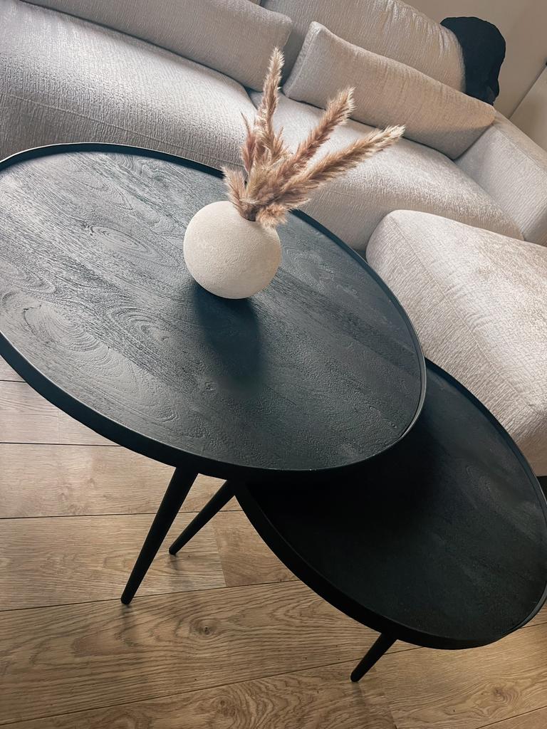 2 tables basses rondes Métal et bois Finition haut de gamme, Enlèvement, Comme neuf, Métal