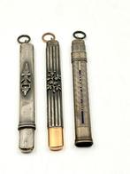 Trois anciens etuis porte-crayon Art Deco, Ophalen, Zilver