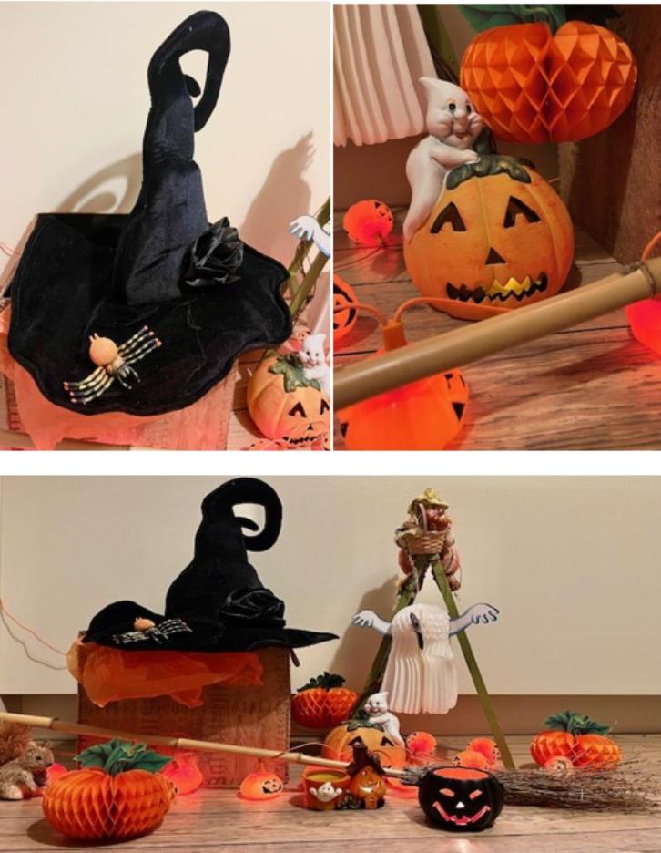 Halloween-tovenaarshoed en verschillende versieringen, Kinderen en Baby's, Carnavalskleding en Verkleedspullen, Zo goed als nieuw