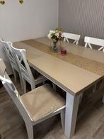 Landelijke Eettafel met 6 Bijpassende Stoelen, Ophalen, Gebruikt, 50 tot 100 cm, Vijf personen of meer
