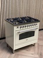 Boretti Crème 90cm Gas 6 pits + Multifunctionele Oven, Ophalen of Verzenden, Zo goed als nieuw, Grill, Gas