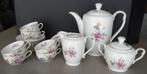 Antiek koffieservies met bloemen - 8 delig, Antiek en Kunst, Antiek | Servies compleet, Ophalen