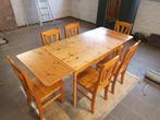 Eettafel grenen massief + 6 stoelen  Ophalen te 9220 HAMME, Ophalen