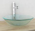 Lave-mains + bouchon chromé (bonde), Comme neuf, Lavabo, Verre