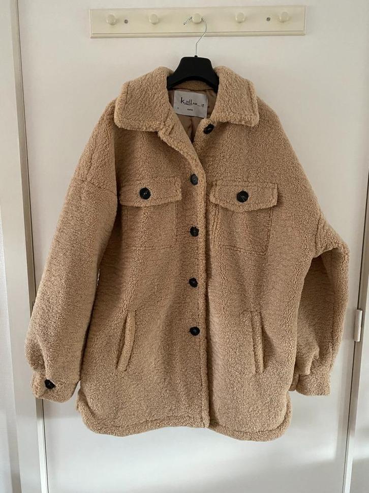 K.Zell - beige teddy mantel - maat S, Kleding | Dames, Jassen | Winter, Nieuw, Maat 36 (S), Beige, Verzenden