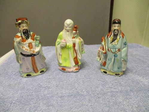 SET VINTAGE CHINESE PORSELEINEN BEELDJES " DE DRIE WIJZEN ", Verzamelen, Beelden en Beeldjes, Gebruikt, Religie, Ophalen of Verzenden