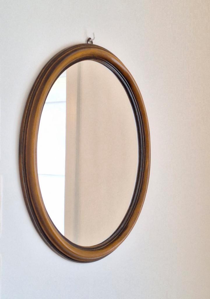 Vintage ovale Italiaanse spiegel midcentury, Antiek en Kunst, Antiek | Spiegels, Ophalen of Verzenden