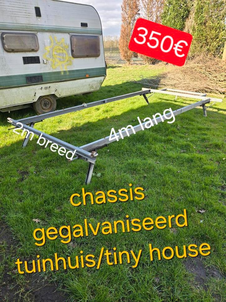 Tuinhuis chassis bouw tiny house pipowagen platform caravan, Tuin en Terras, Overige Tuin en Terras, Zo goed als nieuw, Ophalen