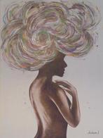 olieschilderij abstract fantasy hair style (60x80), Antiek en Kunst, Ophalen of Verzenden