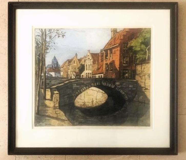 Kleurets / Aquatint - Brugge - Jan Sirks 1885-1938, Antiek en Kunst, Kunst | Schilderijen | Klassiek, Ophalen of Verzenden