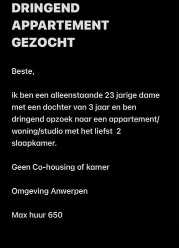 Woning gezocht, 35 à 50 m², Province d'Anvers