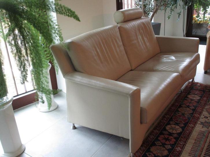 Leolux sofa Paian, wit leder, Huis en Inrichting, Zetels | Zetels en Chaises Longues, Gebruikt, Tweepersoons, 150 tot 200 cm, 75 tot 100 cm