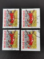 Belgie 2000 - sport - EK voetbal - zelfklevers 4 tandingen, Postzegels en Munten, Ophalen of Verzenden, Gestempeld, Sport